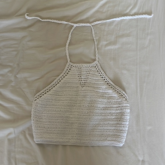 Garage White Knit Crop Top - Picture 3 of 6